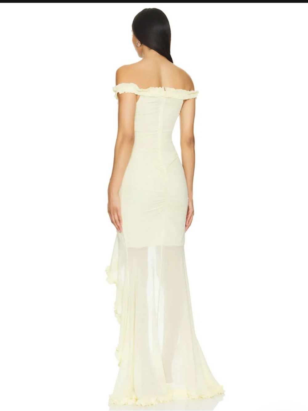 MAJORELLE Off-Shoulder Cream High-Low Ruffle Dress - Picture 2 of 6